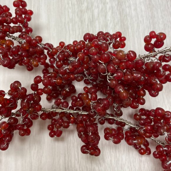 Rare Vintage Pottery Barn Glass Pepperberry Beaded Garland Red - Picture 3 of 8